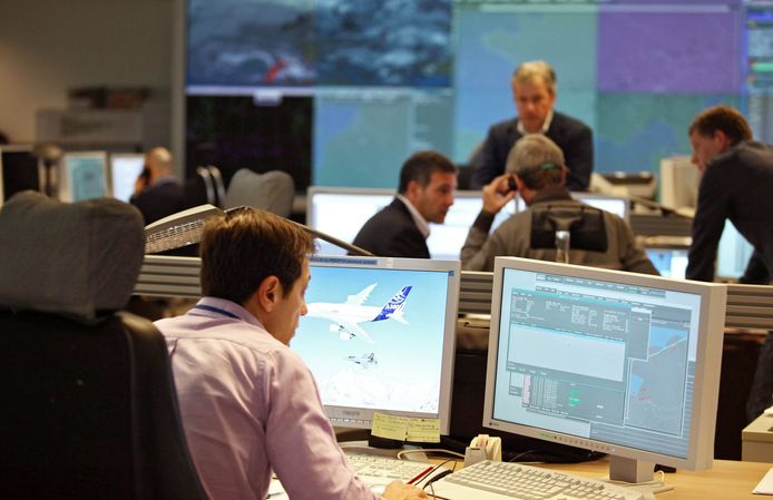 Personeel aan het werk bij Eurocontrol in Brussel.
