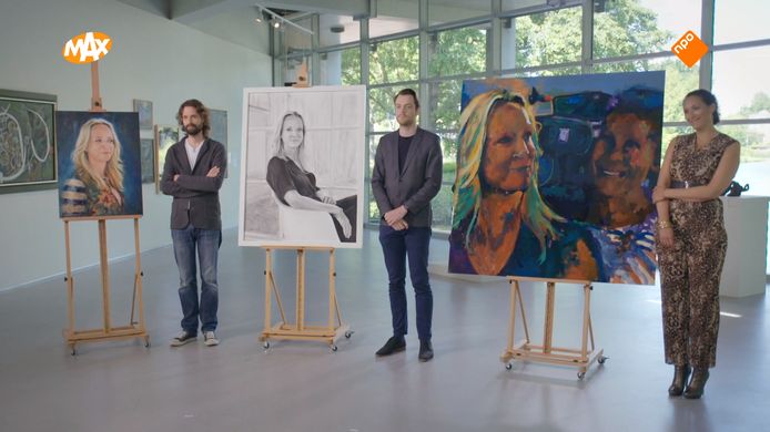 De drie schilders portretteerden Floortje Dessing in Sterren op het Doek.