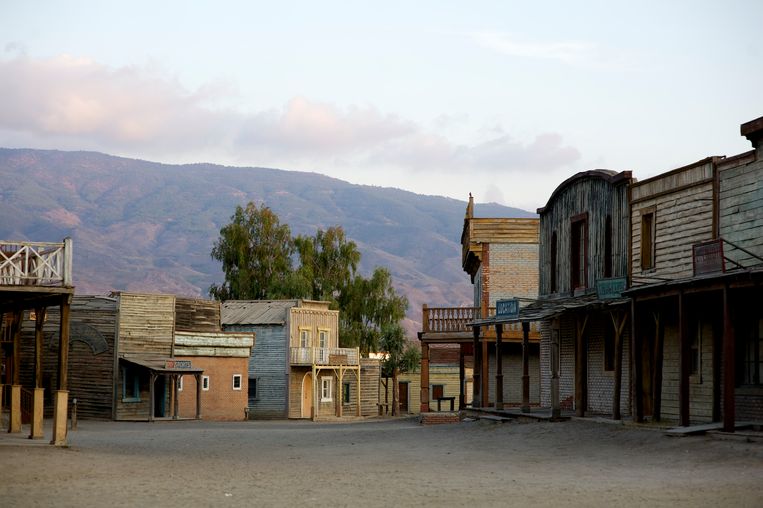 De filmset op Fort Bravo/Texas in Almeria, Spanje. Gebouwd voor ‘A  Fistful of Dollars’, ‘For a Few Price’ en ‘The Good, the Bad and the Ugly’. Beeld Getty 
