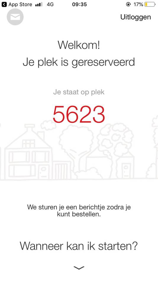 Wie in Rotterdam klant wil worden bij Picnic moet nog even geduld hebben, meldt de Picnic-app.
