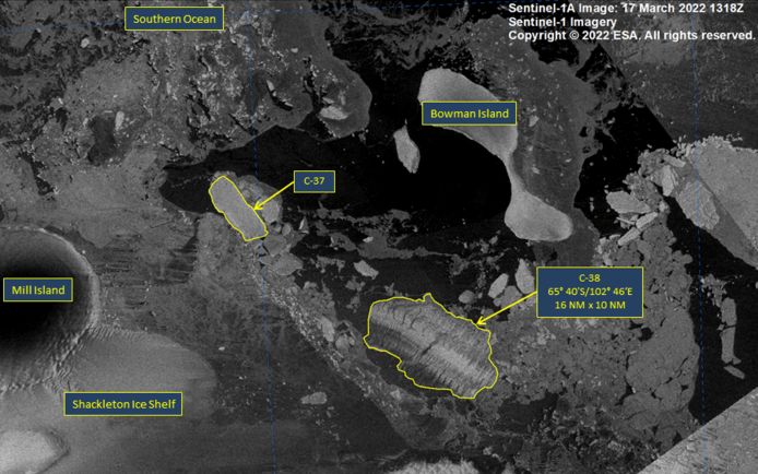 IJsberg C-38 omvatte vrijwel alles wat nog over was van de Conger Ice Shelf.