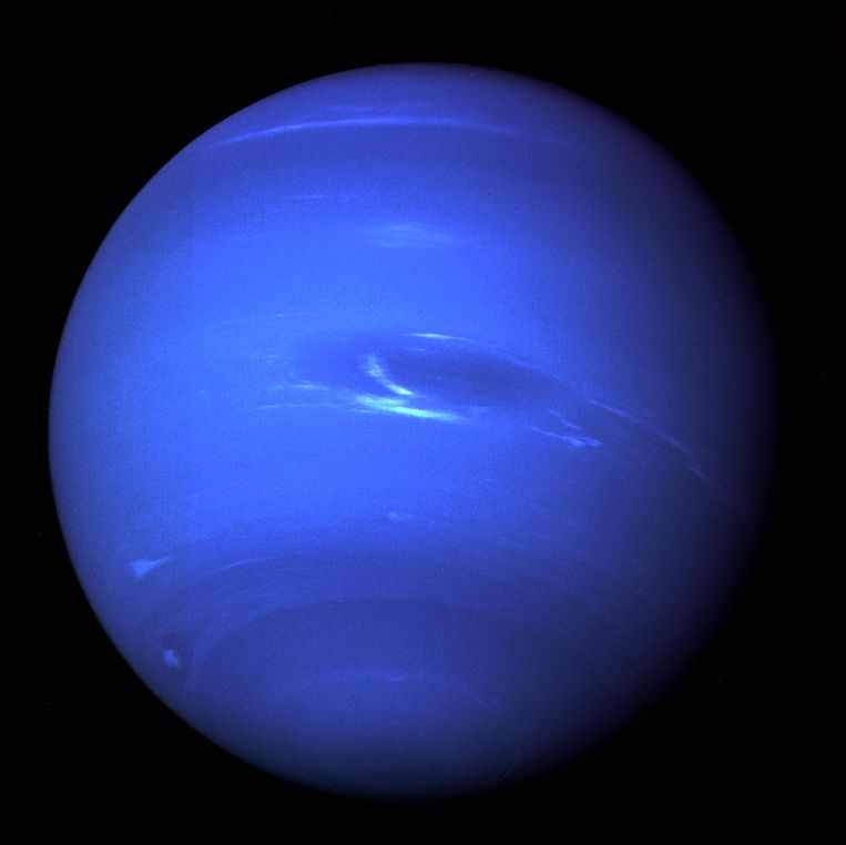De planeet Neptunus, in 1989 gefotografeerd door Voyager 2. Beeld NASA/JPL