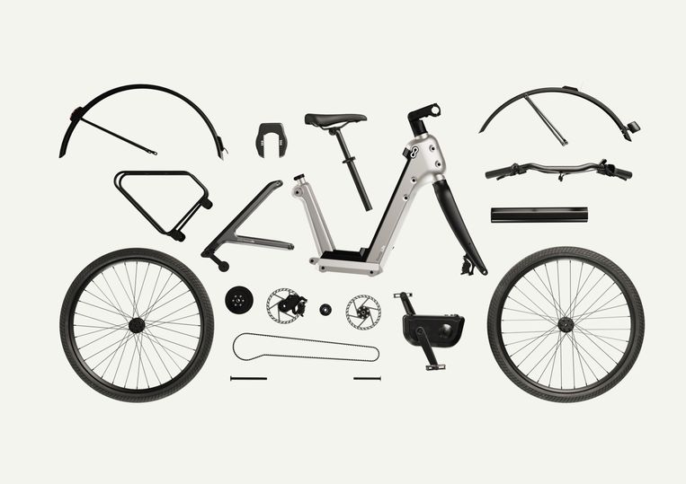 De nieuwe Life e-bike van Roetz-Amsterdam bestaat uit losse modules die makkelijk vervangen of aangepast kunnen worden. Beeld Roetz