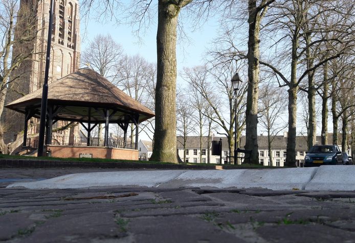 Drempels op de Hoge Zij moeten het verkeer langs de Vrijthof in Hilvarenbeek afremmen.