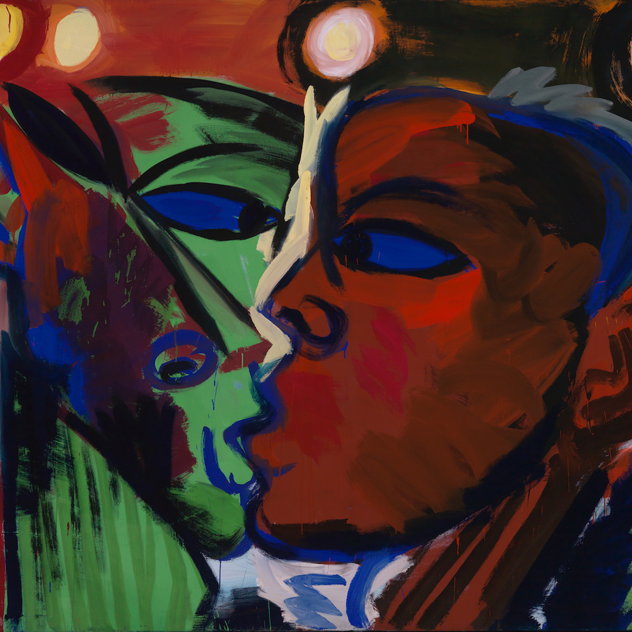 'Der Kuss IV' (1981) van Rainer Fetting. Beeld Beeld Museum No Hero
