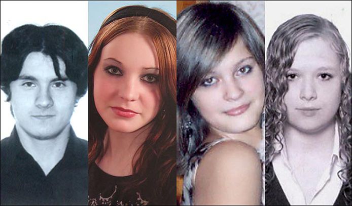 Slachtoffers Andrei Sorokin (16), Olga Pukhova (15), Varya Kuzmina (16) en Anya Gorokhova (16).