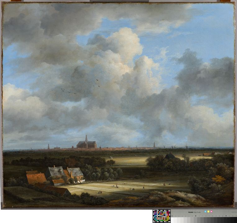 Gezicht op Haarlem met bleekvelden, van Jacob van Ruisdael (ca. 1670-1675). Beeld 