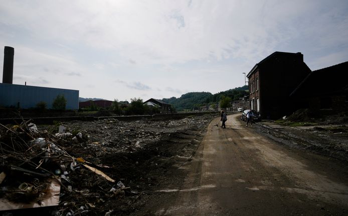 Une rue dévastée à Trooz, le 27 juillet 2021.