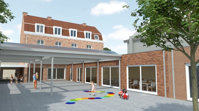 Een 3D-impressie van hoe de school er zal uitzien.