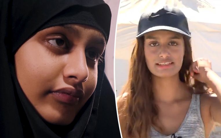 Shamima Begum enkele jaren geleden en nu. Beeld AP/Good Morning Britain
