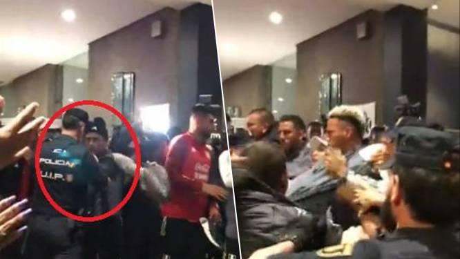 KIJK. Chaos in Madrid: Peruaanse nationale ploeg raakt slaags met politie