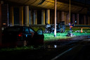 Grote ravage na het ongeval op de Groene Kruisweg.