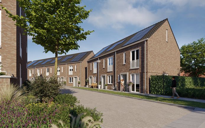 Een illustratie van de woningen die aan de achterzijde van het Valkenier-plan in Valkenswaard moeten verrijzen.