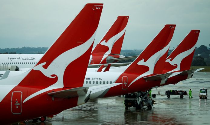 Qantas-vliegtuigen in Melbourne.