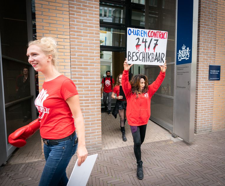 Jongeren van vakbond FNV Young & United demonstreerden in 2018 al voor betere arbeidsvoorwaarden voor flexwerkers. Beeld MARTIJN BEEKMAN