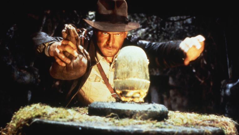 Indiana Jones (Harrison Ford) in Raiders of The Lost Ark. Beeld  