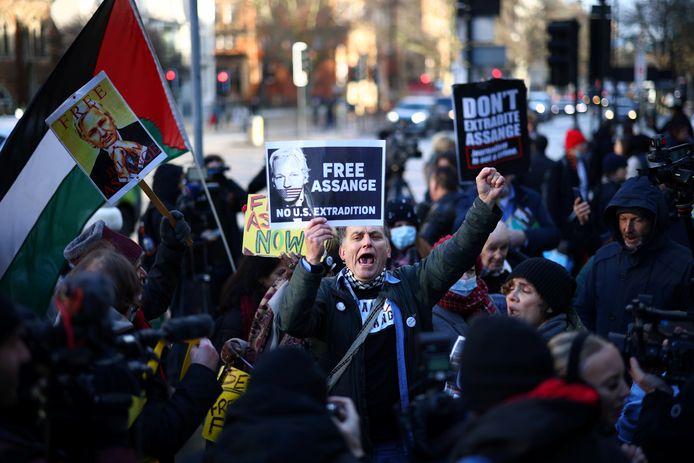 Protest aan de rechtbank in Londen in januari.