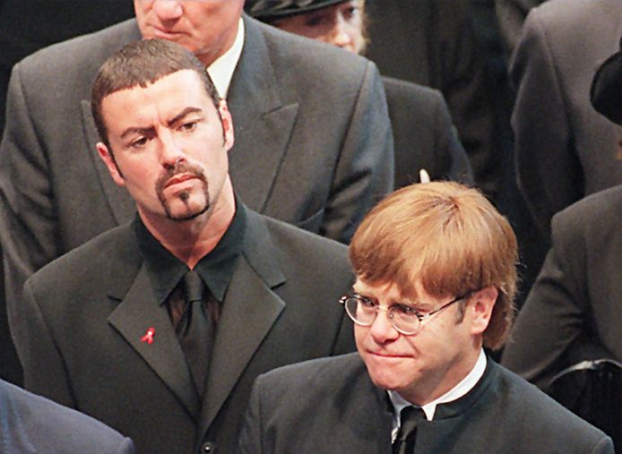 George Michael et Elton John aux funérailles de la princesse Diana.