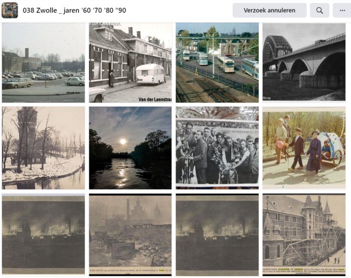Een collage van de vele nostalgische beelden op de Facebookpagina '038 Zwolle _ jaren '60 '70 '80 "90'.