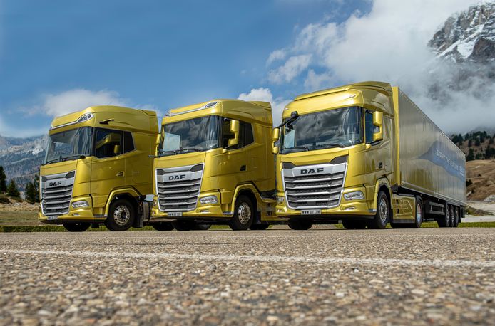 De drie modellen van de vorig jaar gelanceerde nieuwe generatie DAF-trucks: XF, XG en XG+.