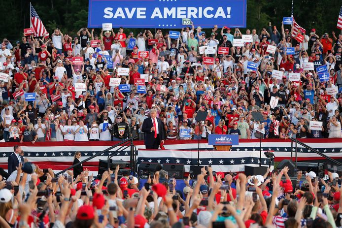 Foto della prima manifestazione elettorale di Trump in Ohio.