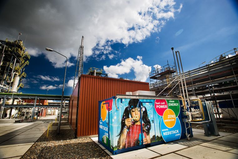 Een brandstofcel van Nedstack bij AkzoNobel in Delfzijl. Beeld Paul Tolenaar