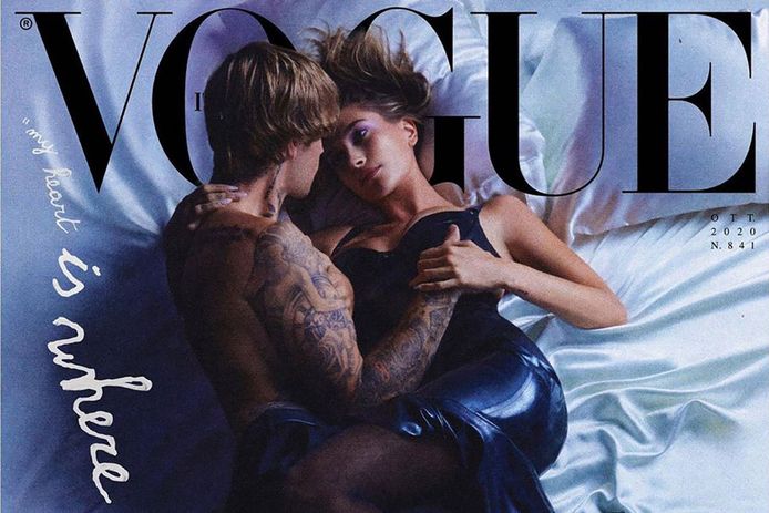 Justin en Hailey op de cover van Vogue Italia.