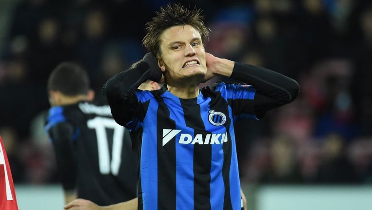 De 1-1 van Jelle Vossen zorgde even voor hoop, maar verder geraakte Club in Denemarken niet. Over en out in de Europa League. Beeld PHOTO_NEWS