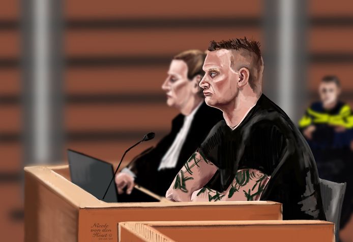 Rechtbanktekening van Sergio K. uit Bunschoten.