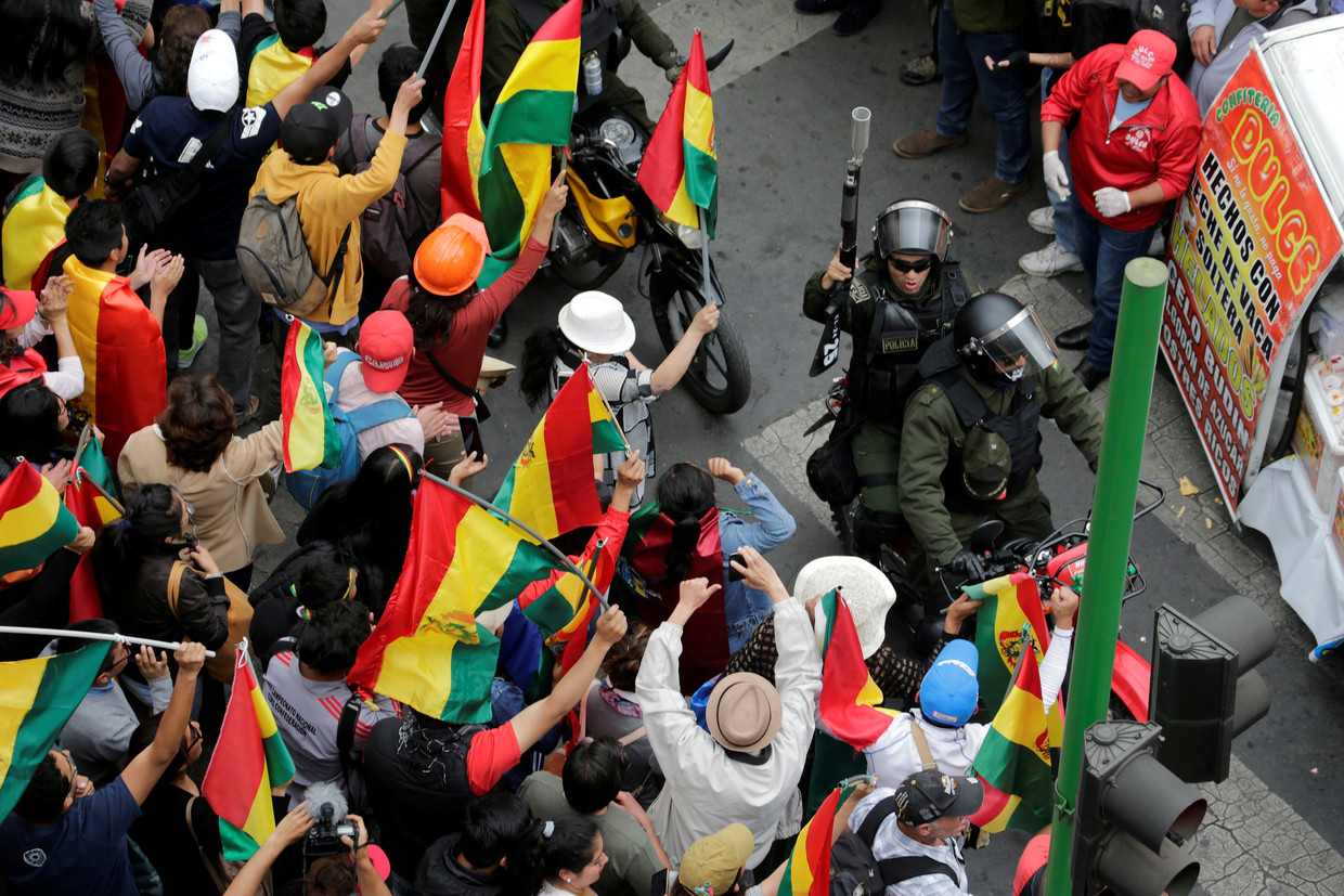 Een demonstratie in La Paz, Bolivia, vorige week.