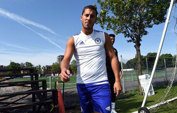 2015: Eden Hazard tijdens de voorbereiding met Chelsea ook in Montreal en met echt wat kilo's teveel.