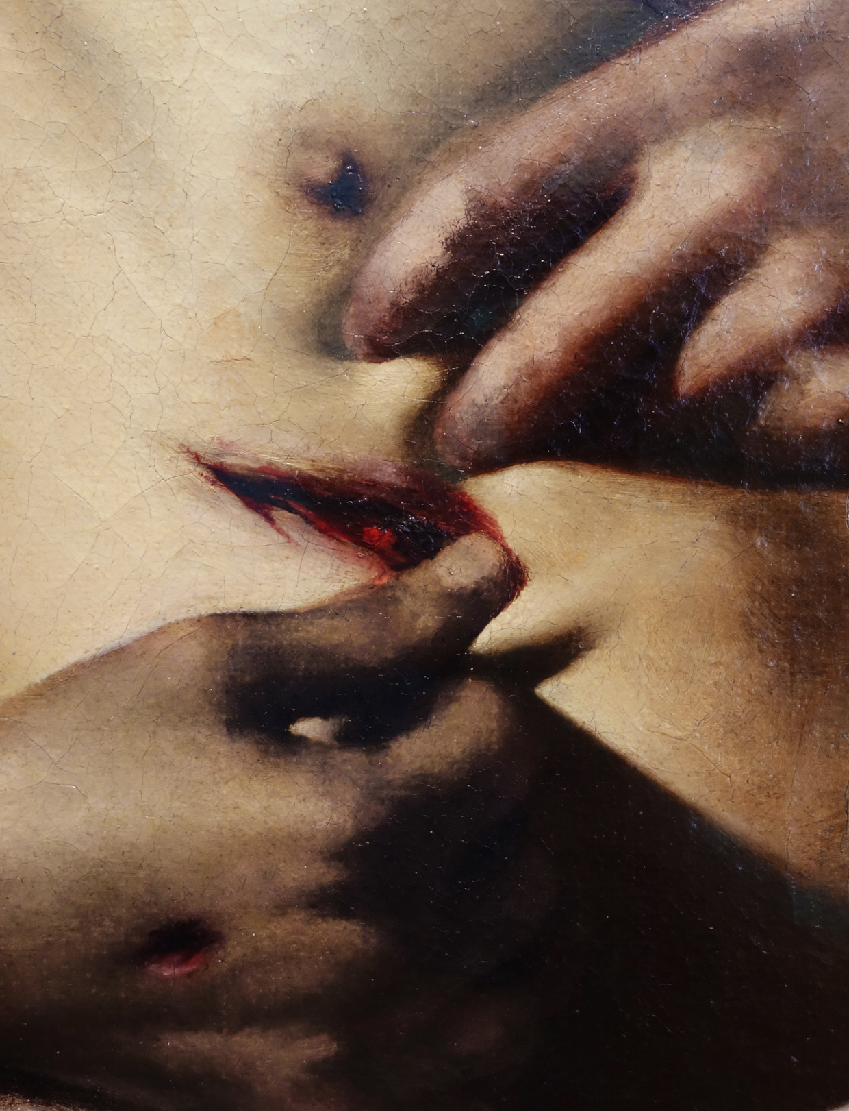 Detail uit ‘Christus die zijn wonden toont’ van Giovanni Antonio Galli, circa 1625-35. Beeld 