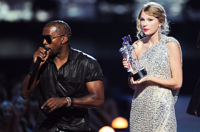 Kanye West en Taylor Swift tijdens de bewuste avond in 2009