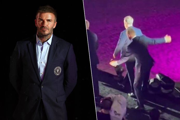 Beckham ging vlak voor de presentatie van Lionel Messi bijna onderuit.