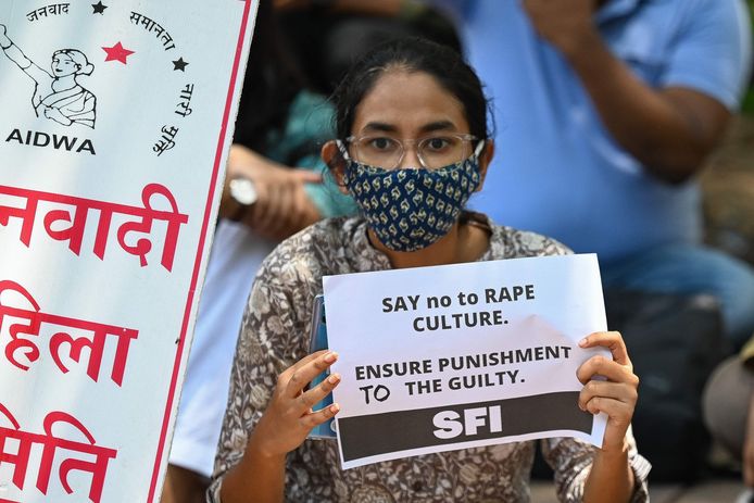 Protest in New Delhi tegen de verkrachtingscultuur.