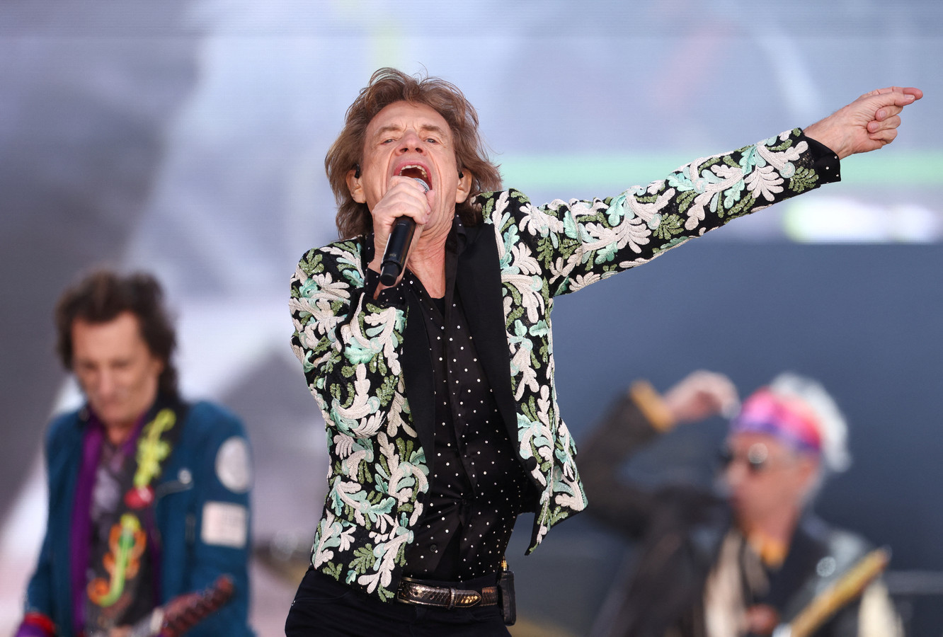 Mick Jagger weer ouderwets energiek, tijdens het concert in Hyde Park afgelopen weekend.