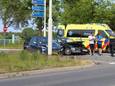 De twee voertuigen na de aanrijding.