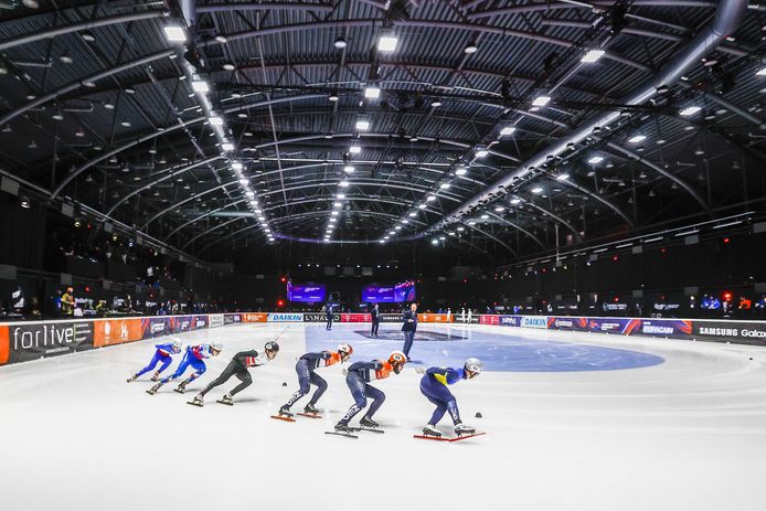 De wereldkampioenschappen shorttrack vorig jaar,  in de ijshal van Sportboulevard Dordrecht.
