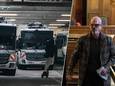 Depot van Net Brussel in de Paleizenstraat (links) en de verdachte in het pestproces (rechts).