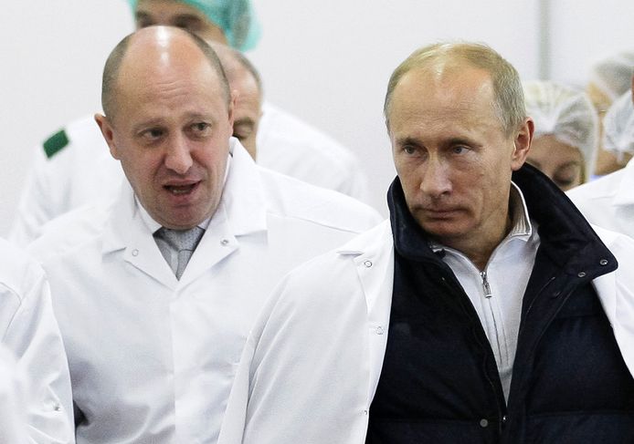 Wagnerbaas Jevgeni Prigozjin en president Poetin.