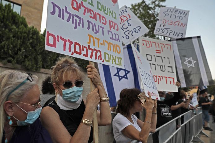 Protest tegen Netanyahu in Jerusalem.
