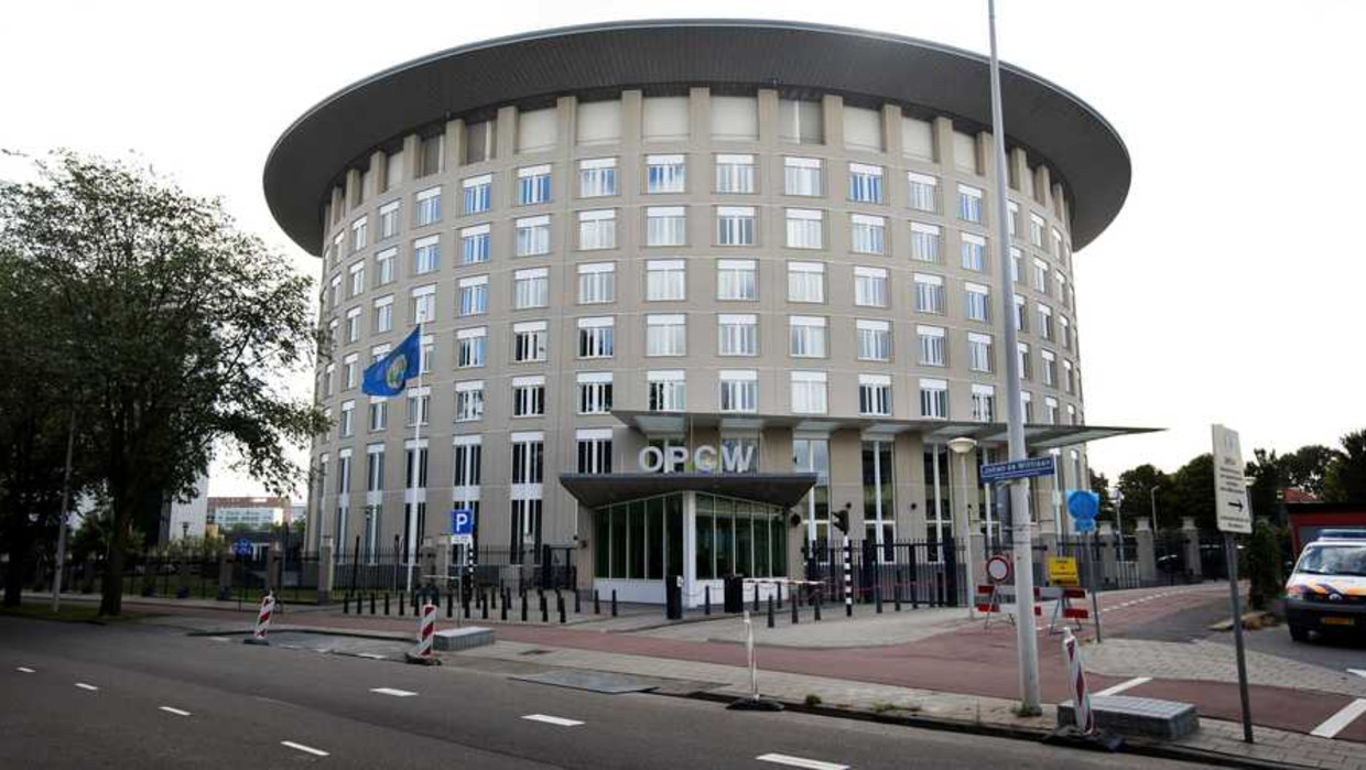 Het hoofdkantoor van OPCW, de Organisatie voor het verbod op chemische wapens, in Den Haag. Beeld anp