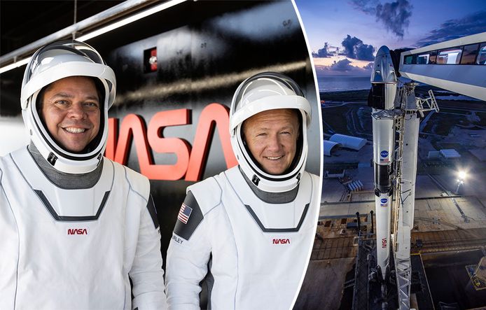 Astronauten Bob Behnken (links) en Doug Hurley.
