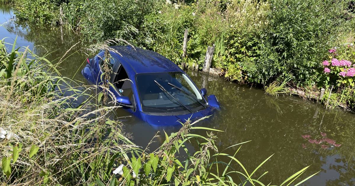 Hulpdiensten rukken uit voor auto te water in Ammerstol
