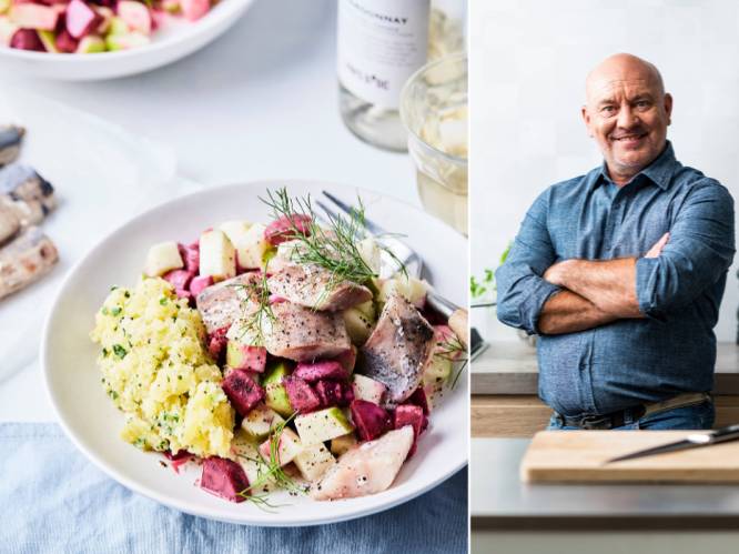 Wat eten we vandaag: salade van rode biet met maatjesharing en een vinaigrette van yoghurt