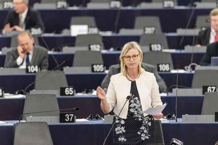 Annie Schreijer-Pierik spreekt in het Europees Parlement.
