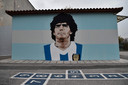 Griekenland: de liefde voor Maradona komt niet alleen voor in landen waar hij heeft gevoetbald. Deze muurschildering is te vinden bij een basischool in de Griekse stad Thessaloniki.