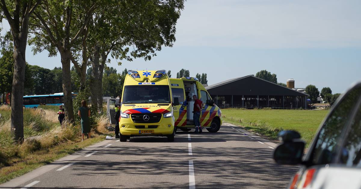 Twee gewonden bij frontale botsing bestelbus en auto in Toldijk.
