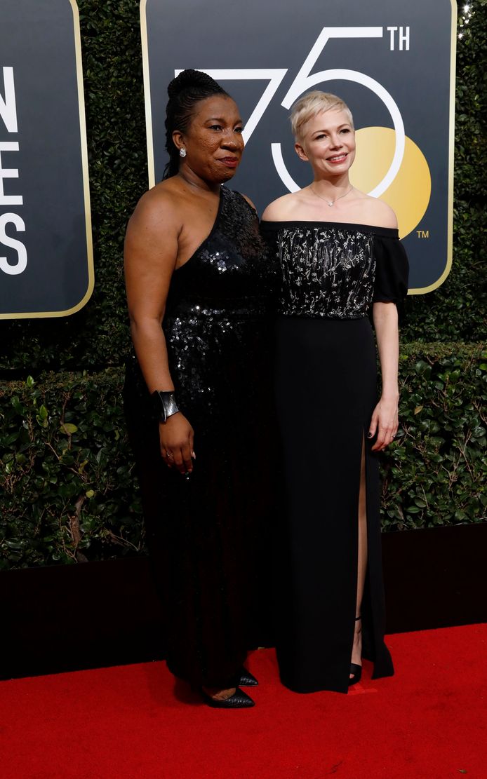 Activiste en grondlegger van de #metoo-beweging Tarana Burke en actrice  Michelle Williams.