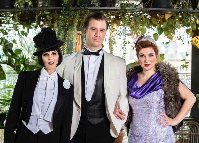 De cast van The Great Gatsby: Katja Retsin, Timo Descamps en Veerle Malschaert.